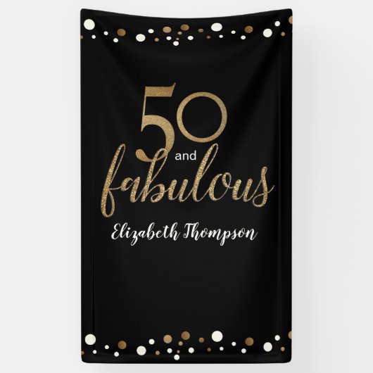 50パーソナライズされたと素晴らしい黒金ゴールド紙吹雪 横断幕 (縦)