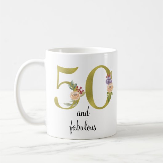 50パーソナライズされたと素晴らしい50誕生日 コーヒーマグカップ (左)