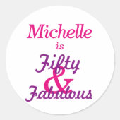 50パーソナライズされたと素晴らしい | 50誕生日 ラウンドシール (正面)