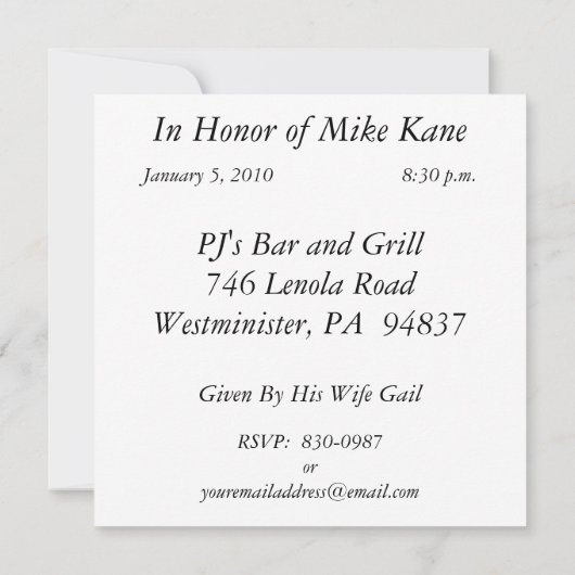 50パーソナライズされたバースデーパーティ招待状 招待状 (裏面)