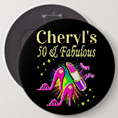 50パーソナライズされたファッショニスタ誕生日 缶バッジ (正面&裏面)