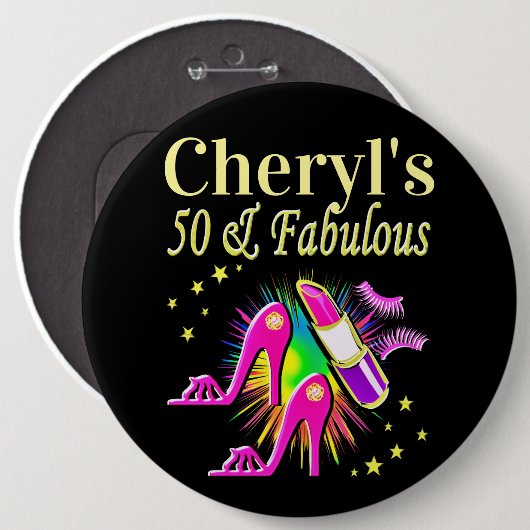 50パーソナライズされたファッショニスタ誕生日 缶バッジ (正面&裏面)