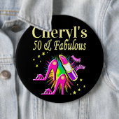 50パーソナライズされたファッショニスタ誕生日 缶バッジ (インサイチュ)