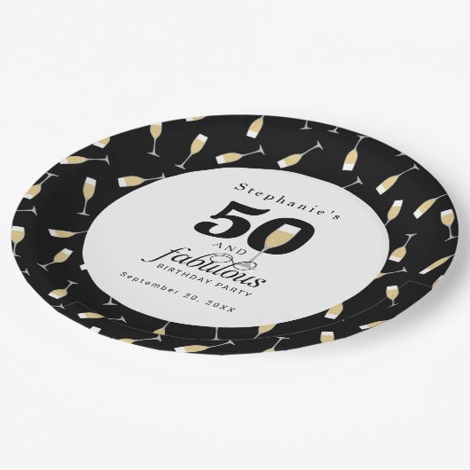 50パーソナライズされたモダンと素晴らしい誕生日 ペーパープレート (アングル)