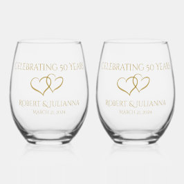 50パーソナライズされたモダンエレガント周年記念ギフト ステムなしワイングラス