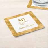 50パーソナライズされたモダンエレガント周年記念パーティー スクエアペーパーコースター (アングル)
