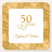 50パーソナライズされたモダンエレガント周年記念パーティー スクエアペーパーコースター (正面)