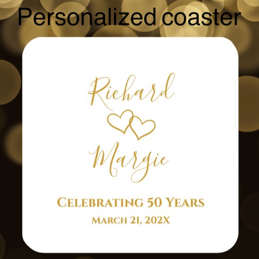 50パーソナライズされたモダンエレガント周年記念パーティー スクエアペーパーコースター
