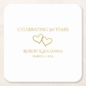 50パーソナライズされたモダンエレガント周年記念パーティー スクエアペーパーコースター (正面)