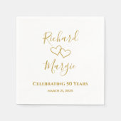 50パーソナライズされたモダンエレガント周年記念パーティー スタンダードカクテルナプキン (正面)