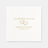 50パーソナライズされたモダンエレガント周年記念パーティー スタンダードカクテルナプキン (正面)