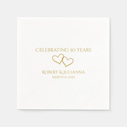 50パーソナライズされたモダンエレガント周年記念パーティー スタンダードカクテルナプキン (正面)