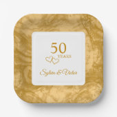 50パーソナライズされたモダンエレガント周年記念パーティー ペーパープレート (正面)