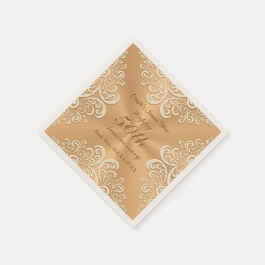 50パーソナライズされた周年ナ結婚プキンス スタンダードカクテルナプキン (角)
