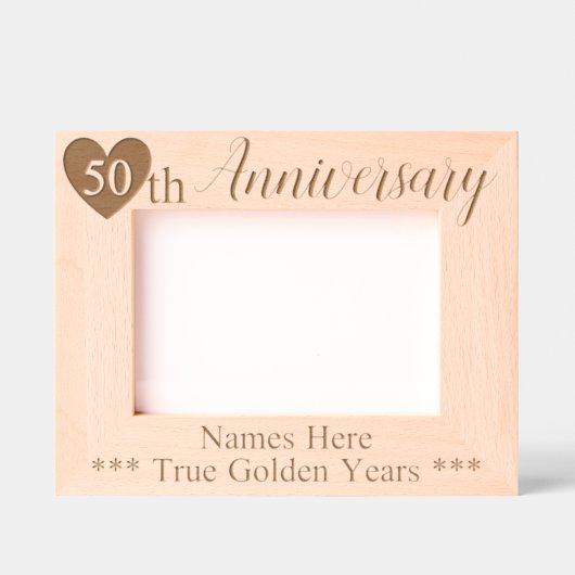 50パーソナライズされた周年結婚ハート レーザー彫刻フレーム (正面)