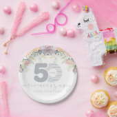 50パーソナライズされた周年結婚フローラ ペーパープレート (パーティー)