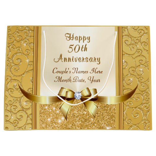 50パーソナライズされた周年結婚抱き枕 ラージペーパーバッグ (正面)