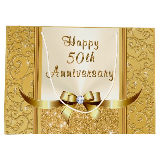 50パーソナライズされた周年結婚抱き枕 ラージペーパーバッグ (裏面)