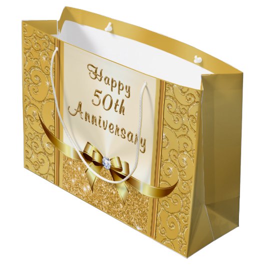 50パーソナライズされた周年結婚抱き枕 ラージペーパーバッグ (裏面アングル)