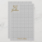 50パーソナライズされた周年結婚文房具 便箋 (正面/裏面)