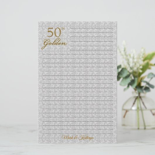 50パーソナライズされた周年結婚文房具 便箋 (スタンド正面)