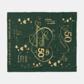 50パーソナライズされた周年結婚節目 フリースブランケット (正面(横))