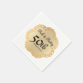 50パーソナライズされた周年結婚金ゴールド スタンダードカクテルナプキン (角)