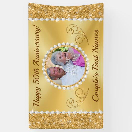 50パーソナライズされた周年記念バ結婚ナー 横断幕 (縦)