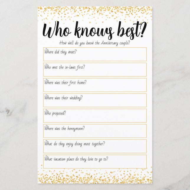 50パーソナライズされた周年記念結婚ゲーム (正面)