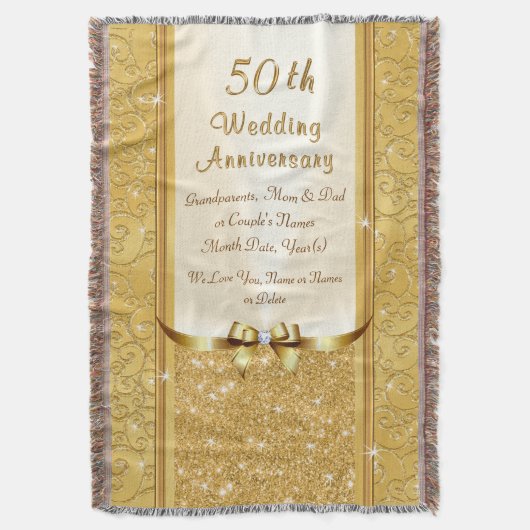 50パーソナライズされた周年記念結婚ブランケット スローブランケット (正面縦)