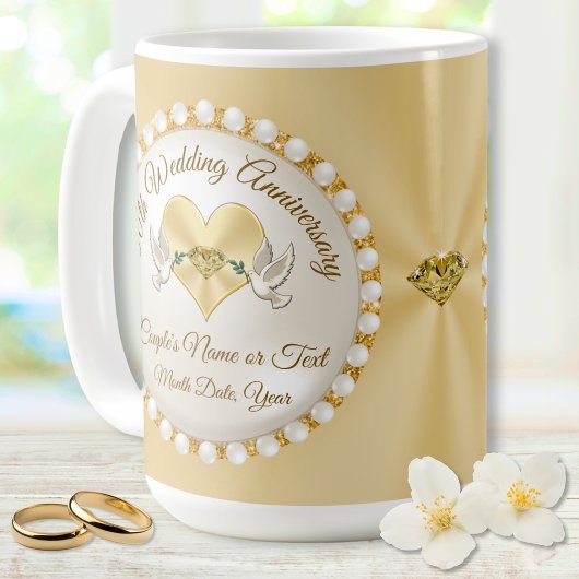 50パーソナライズされた周年記念結婚マグカップ コーヒーマグカップ