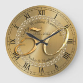 50パーソナライズされた周年記念結婚贈り ラージ壁時計 (正面)