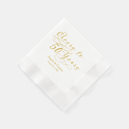 50パーソナライズされた周年記念結婚金ゴールド応援 縁ありカクテルナプキン (角)