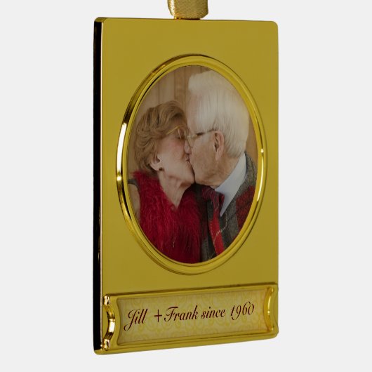 50パーソナライズされた周年記念結婚金 ゴールドプレートバナーオーナメント (右)