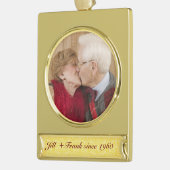 50パーソナライズされた周年記念結婚金 ゴールドプレートバナーオーナメント (左)