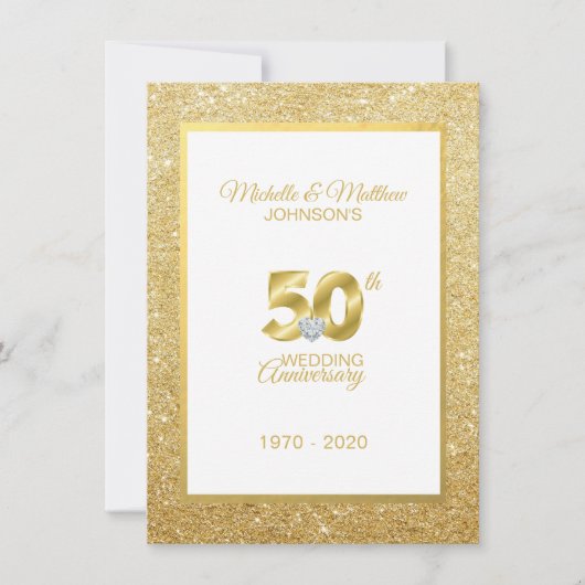 50パーソナライズされた周年記念結婚金 招待状 (正面)
