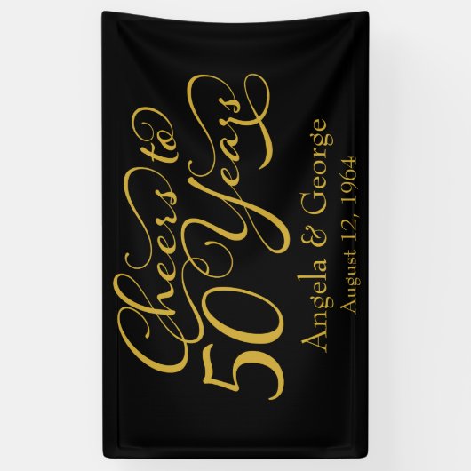 50パーソナライズされた周年記念結婚金 横断幕 (縦)