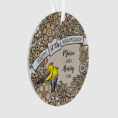 50パーソナライズされた周年記念金ゴールドフローラ オーナメント (正面)