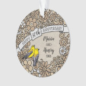 50パーソナライズされた周年記念金ゴールドフローラ オーナメント (正面)