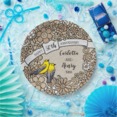 50パーソナライズされた周年記念金ゴールドフローラ ペーパープレート (パーティー)