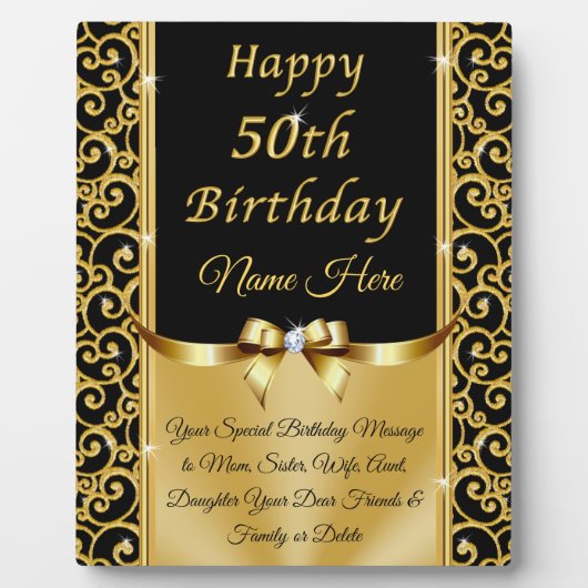 50パーソナライズされた回目の誕生日プレゼント50回目 フォトプラーク (正面)