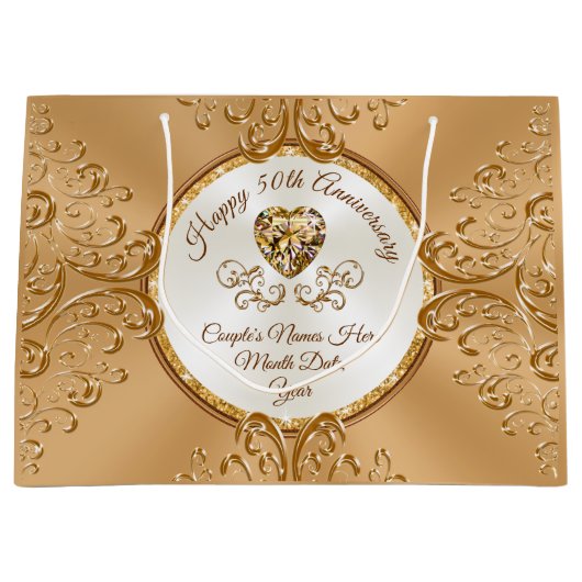 50パーソナライズされた年結婚記念抱き枕 ラージペーパーバッグ (正面)