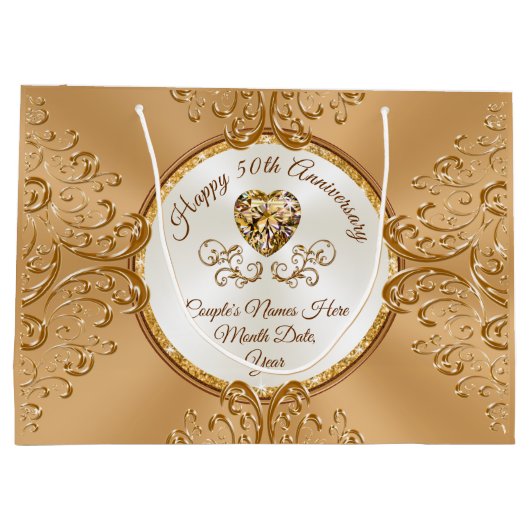 50パーソナライズされた年結婚記念抱き枕 ラージペーパーバッグ (裏面)