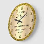 50パーソナライズされた年金ゴールド結婚グリッター ラージ壁時計 (傾斜)