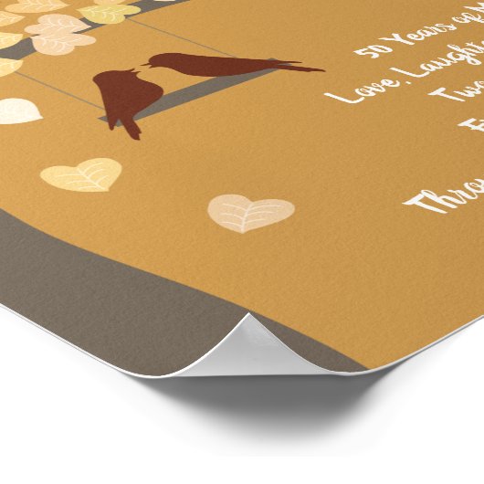 50パーソナライズされた日金ゴールド結婚記念樹 ポスター (角)