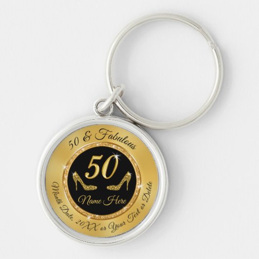 50パーソナライズされた番目の誕生日の美しい贈り物|過去記事 キーホルダー (正面)