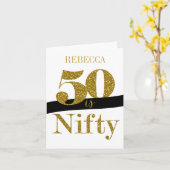 50パーソナライズされた番目の誕生日カードの金ゴールドグリッター カード (黄色い花)