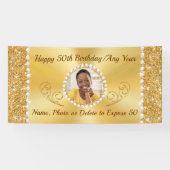 50パーソナライズされた番目の誕生日バナーとPHOTO 横断幕 (横)
