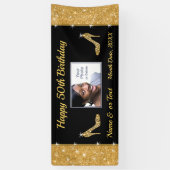 50パーソナライズされた番目の誕生日バナー（PHOTO付き） 横断幕 (縦)