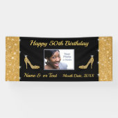 50パーソナライズされた番目の誕生日バナー（PHOTO付き） 横断幕 (横)